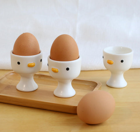 PURROOM huevera pollo hecho a mano, cerámica estable para servir huevos cocidos.