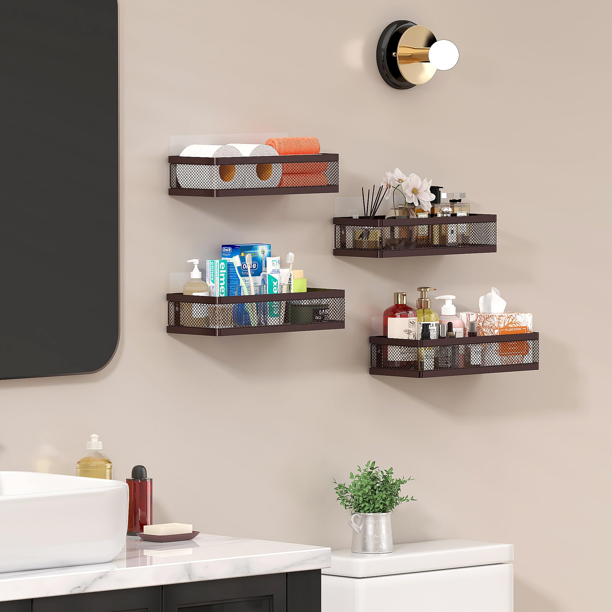 Cesta PUSDON de pared con diseño barandilla, soporta objetos pesados.