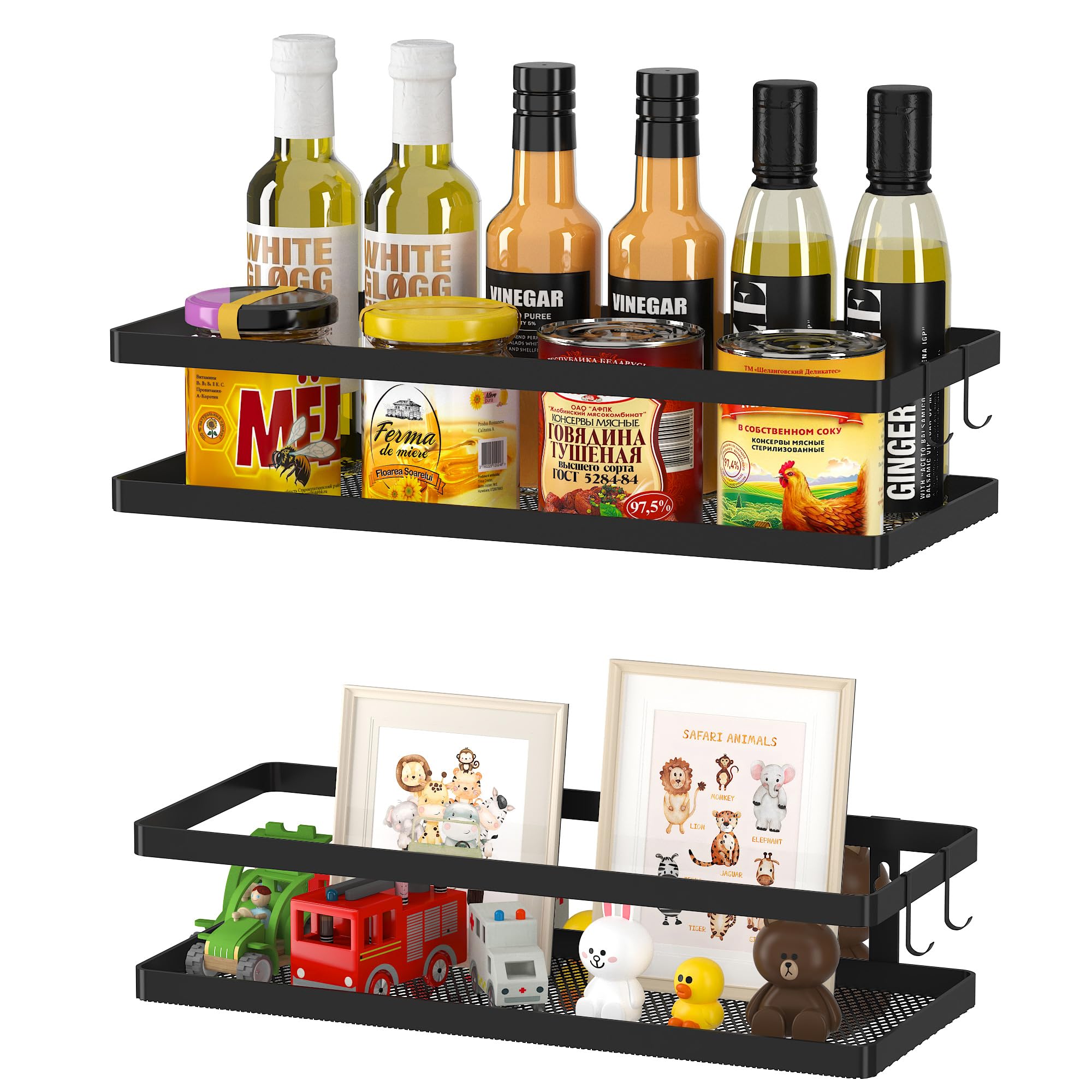 PUSDON cestas colgantes para cocina, organizan especias y utensilios.