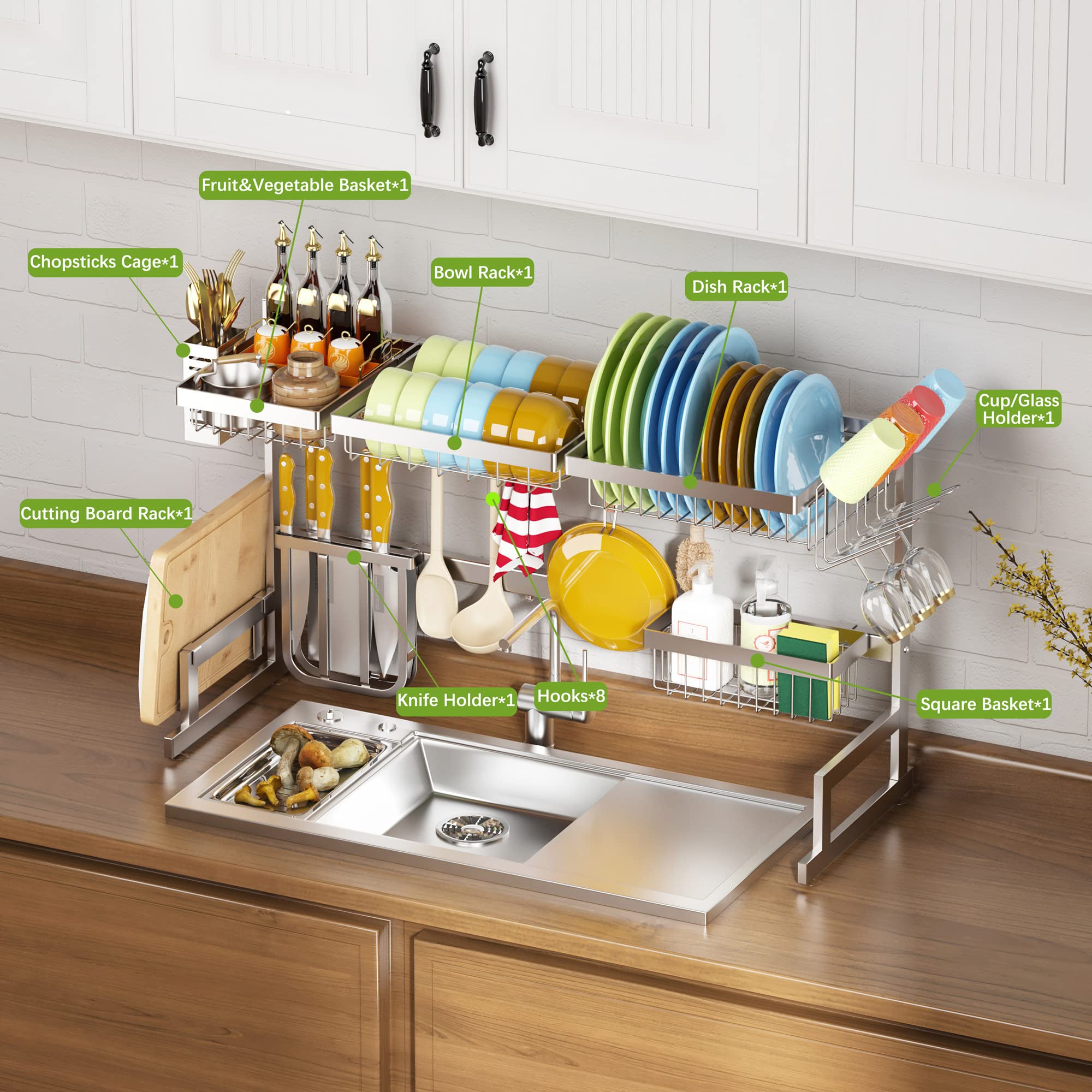 PUSDON organizador cocina acero inoxidable para utensilios ordenados.