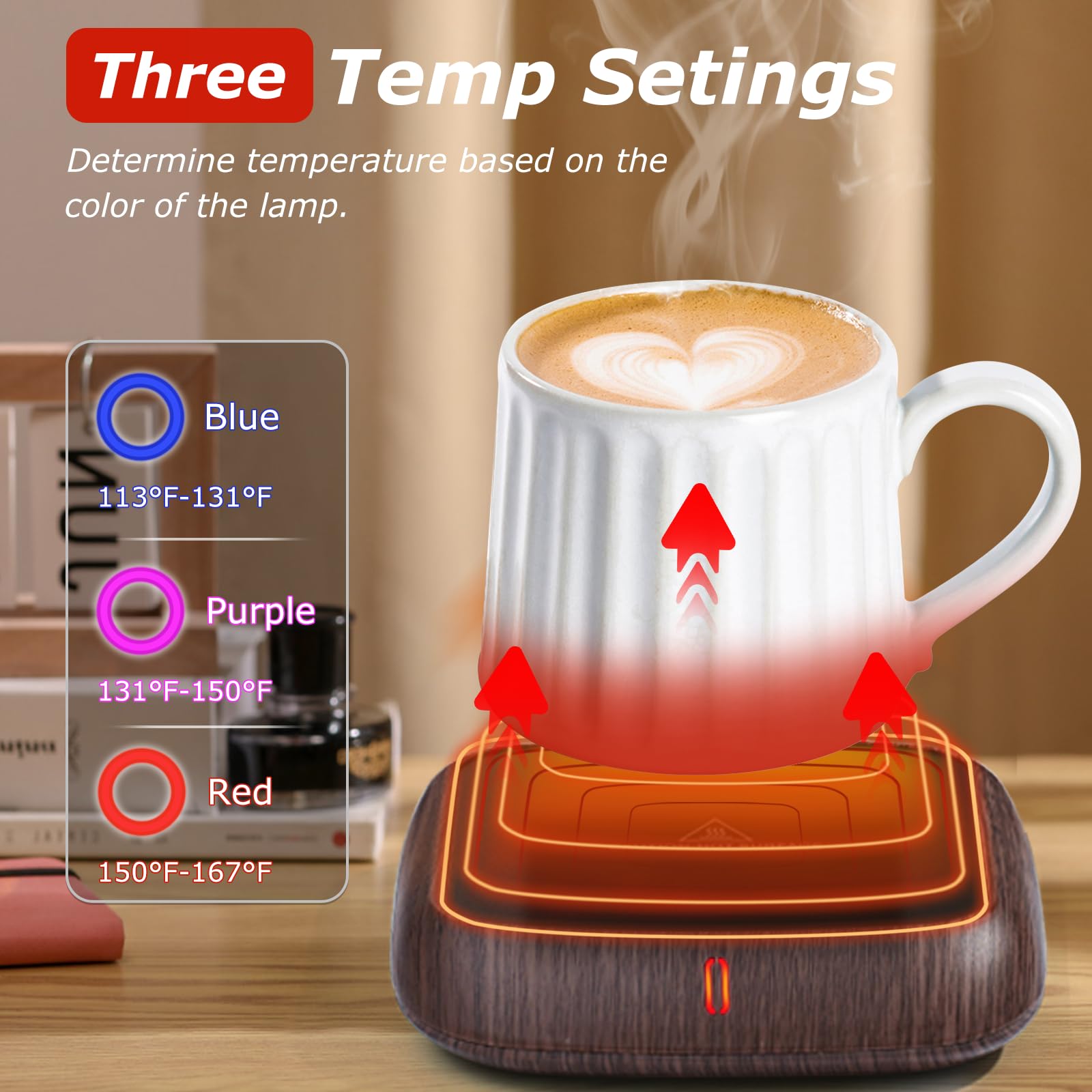 PUSEE calentador de taza para café tres temperaturas para mantener la bebida caliente