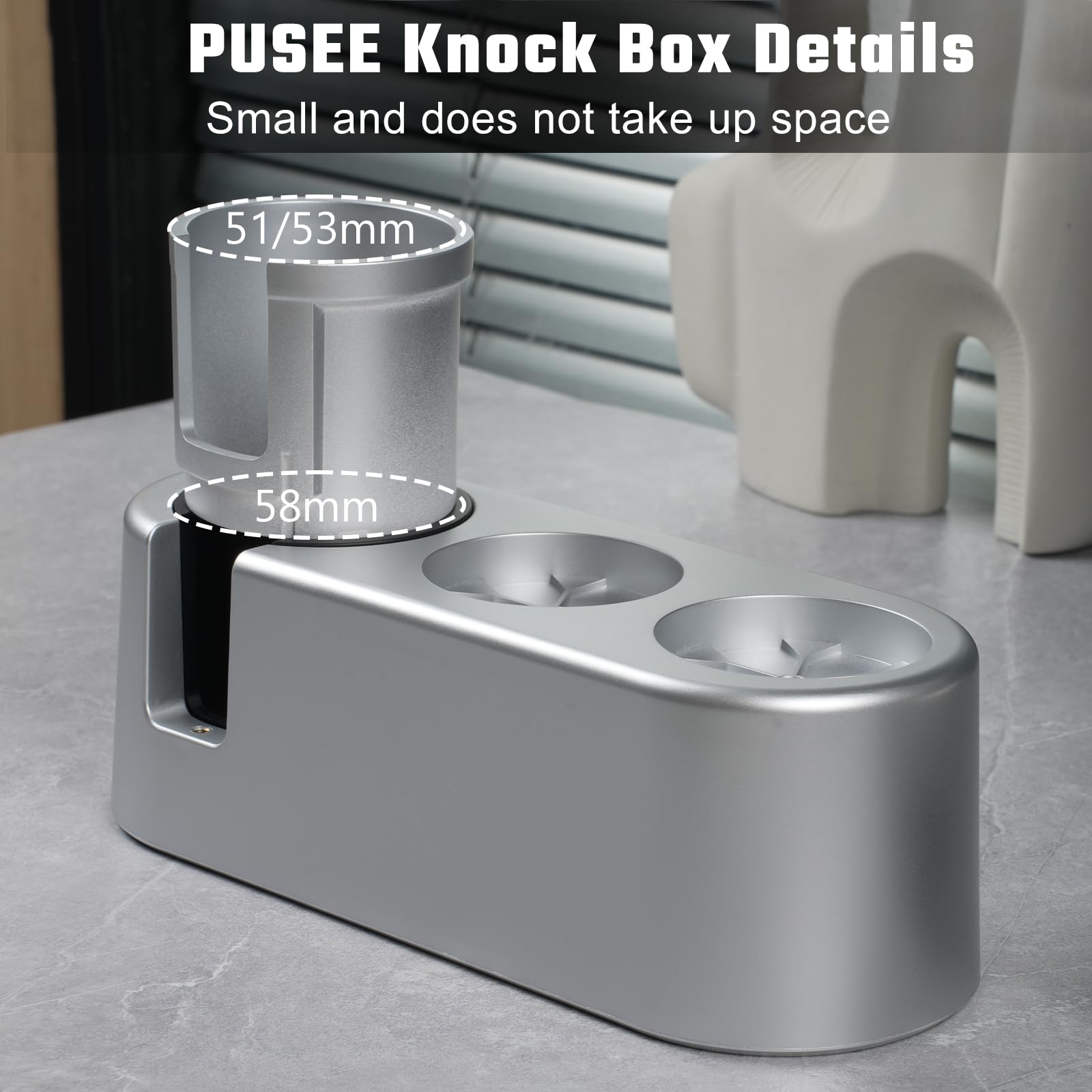 PUSEE prensa espresso, altura ajustable, prensado uniforme para resultados consistentes.