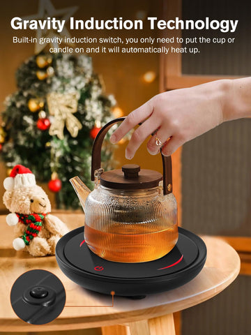 PUSEE sensor-gravedad activa al colocar la taza y se apaga al retirar, uso intuitivo.