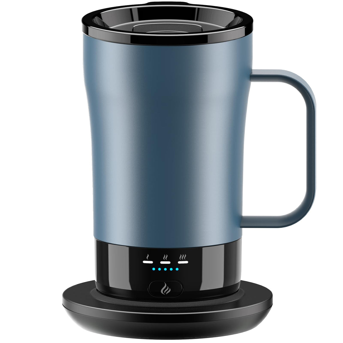 PUSEE taza autocalentante 14oz frontal: mantiene el café caliente por horas.