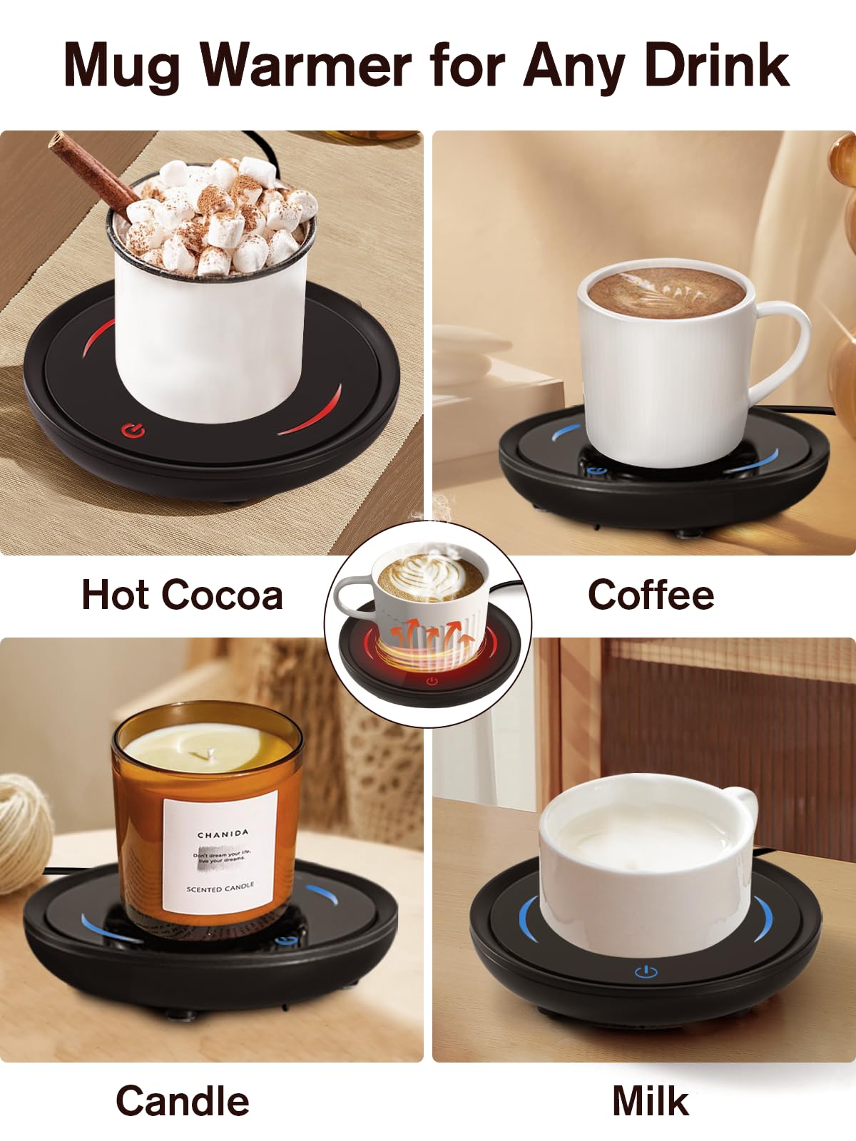 PUSEE multiples-usos-calor ofrece café, té, leche, sopa o velas decorativas.