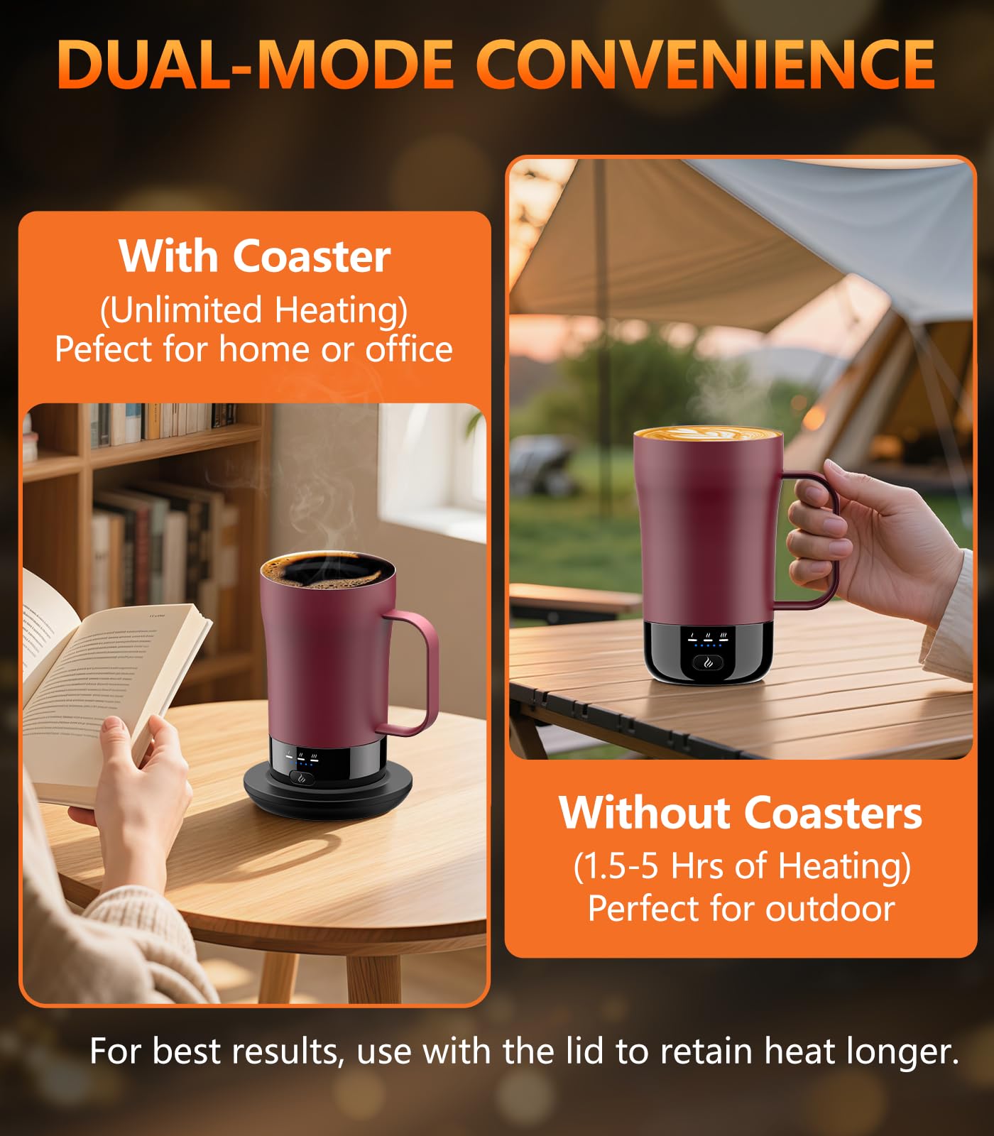 PUSEE diseño duradero en acero inoxidable sin BPA para sabor puro.