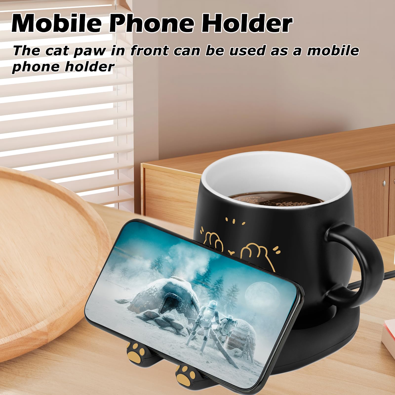 PUSEE juego de taza y calentador, conjunto perfecto para oficina.