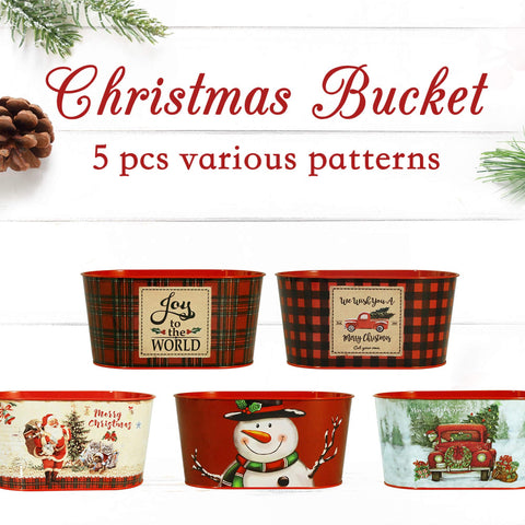 Putuo Decor cubos de metal con motivos de Santa para decoración festiva.