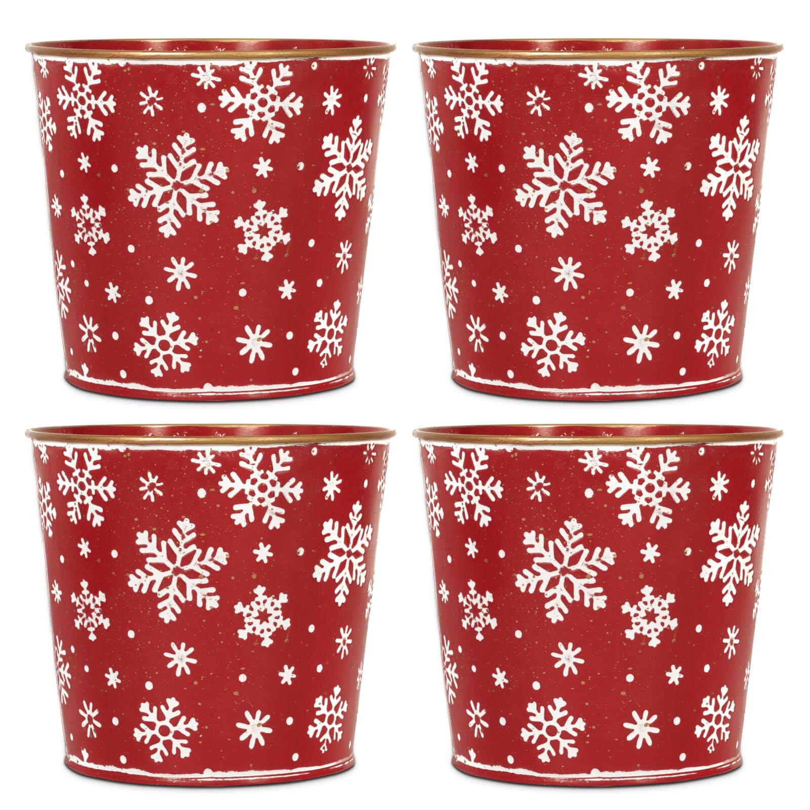 Putuo Decor: cubos de metal galvanizado con patrón de árbol para Navidad, ideal como centro de mesa.