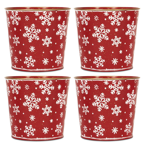 Putuo Decor: cubos de metal galvanizado con patrón de árbol para Navidad, ideal como centro de mesa.