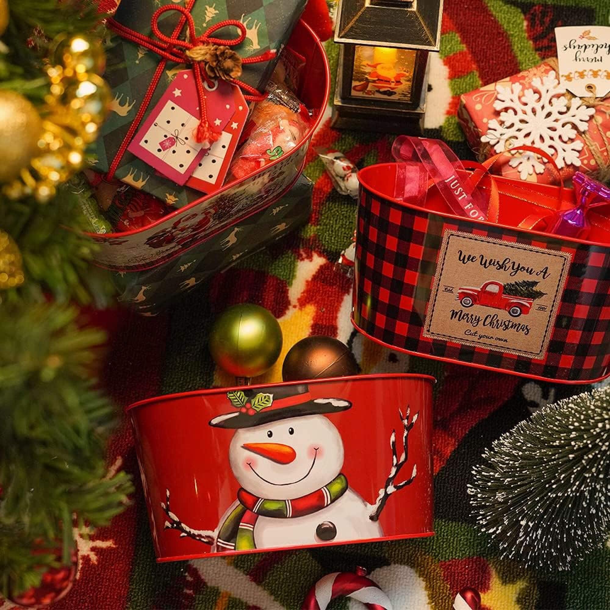 Putuo Decor juego de cubos navideños para centro de mesa.