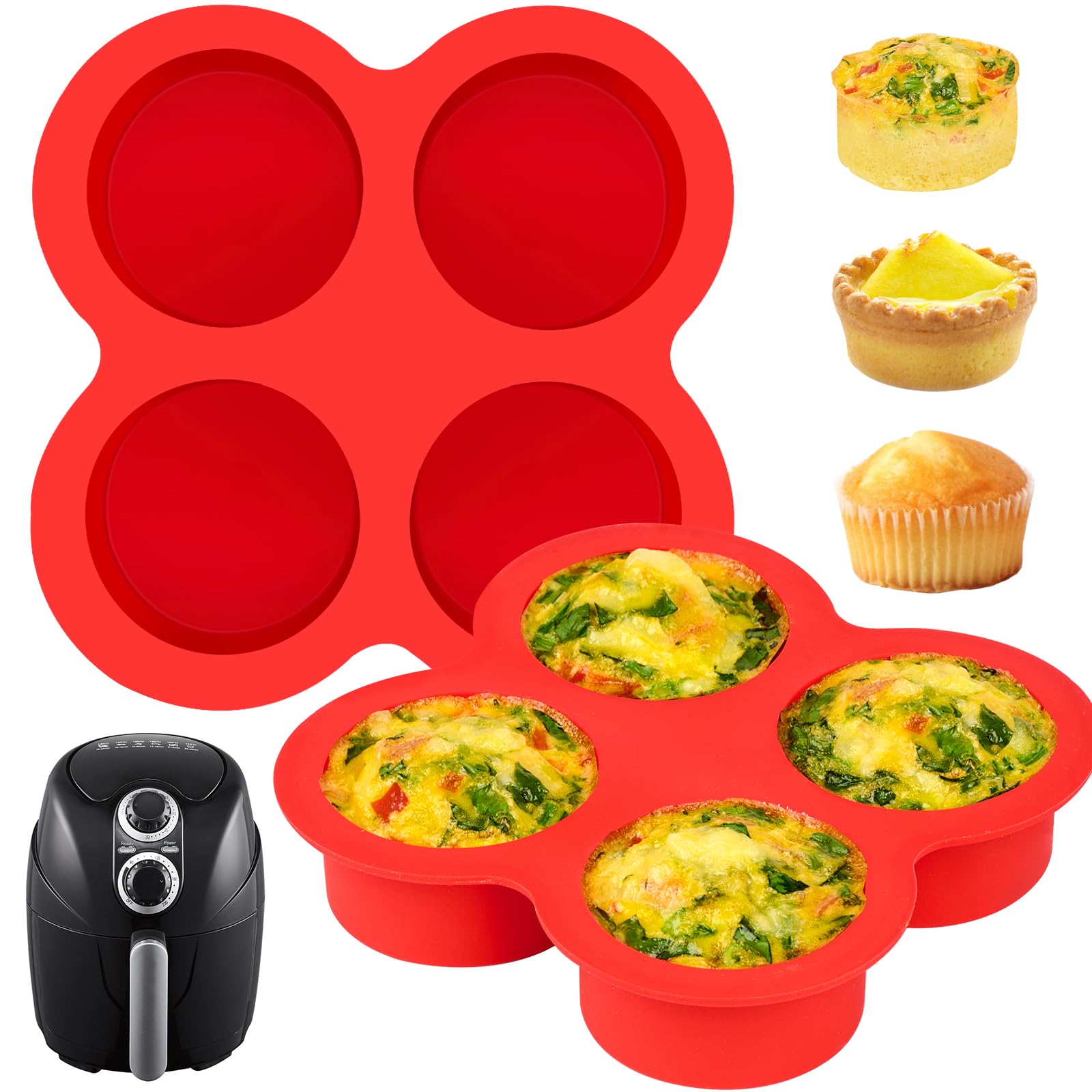 Puyeipt dos juegos moldes para huevos en freidora de aire, desmolde fácil