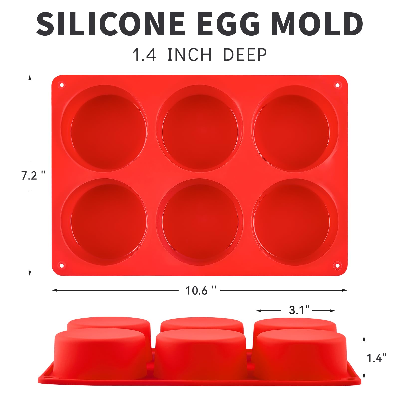 Puyeipt: molde de silicona para huevos, 6 cavidades, antiadherente y desmolde fácil.