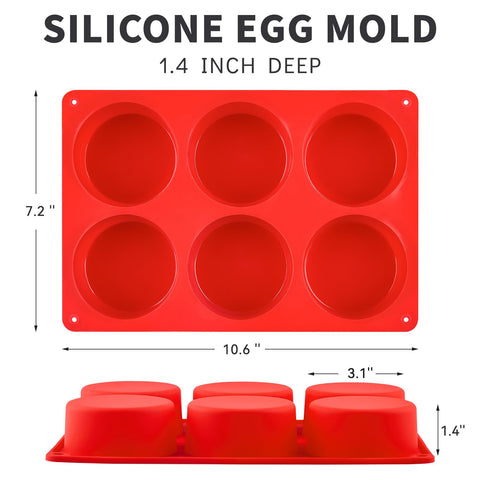 Puyeipt: molde de silicona para huevos, 6 cavidades, antiadherente y desmolde fácil.