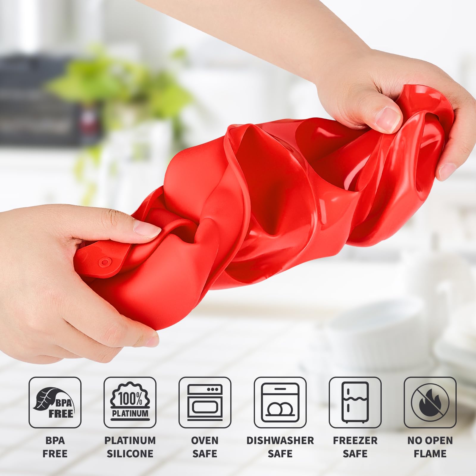 Puyeipt: molde silicona rojo, 3 pulgadas, ideal para bites de huevo y frittatas.