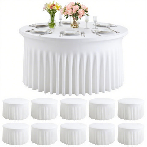 PWDAN mantel redondo blanco de 60 pulgadas para proteger la mesa y decorar.