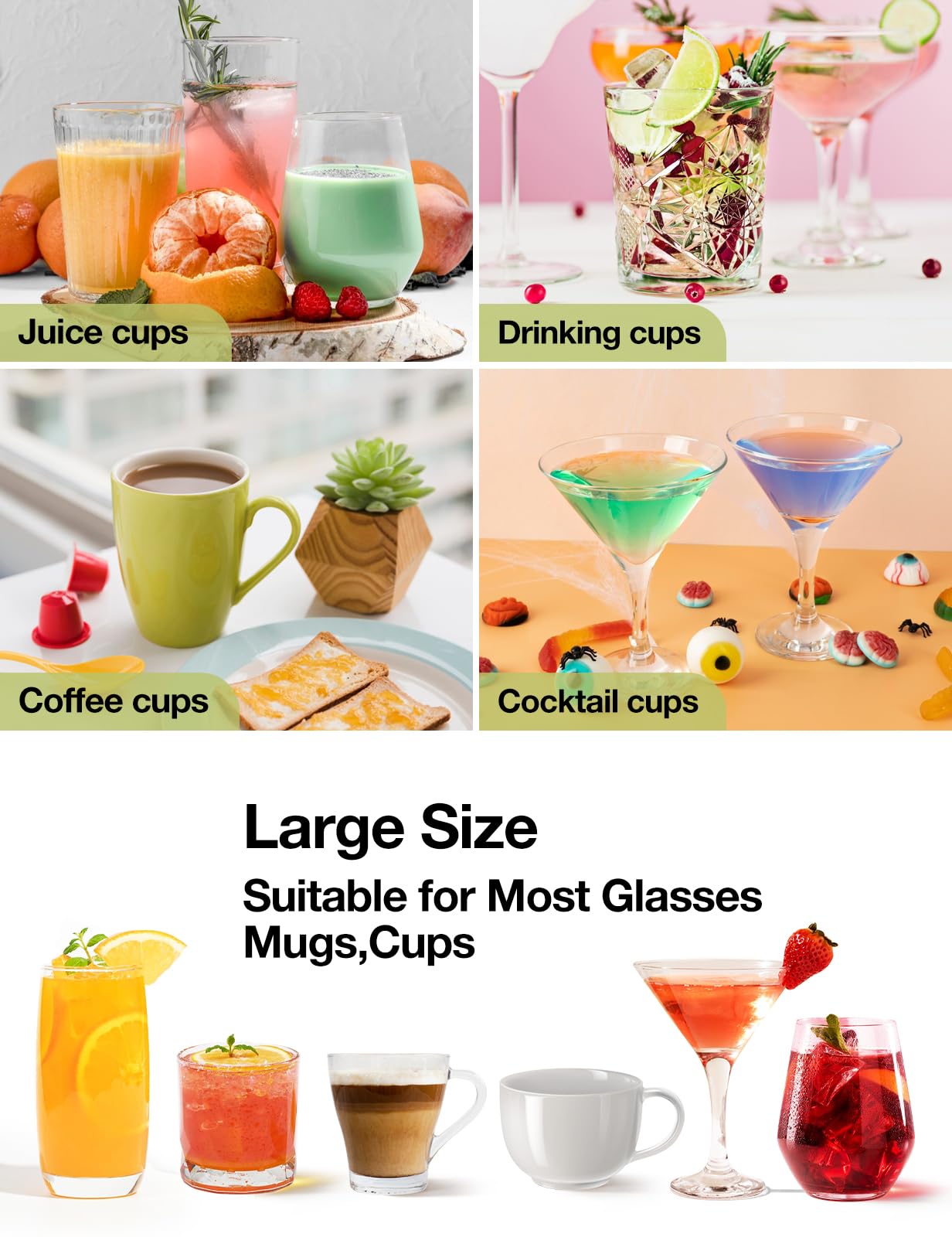 PWHINGN posavasos de corcho diámetro 10 cm, tamaño práctico para tazas