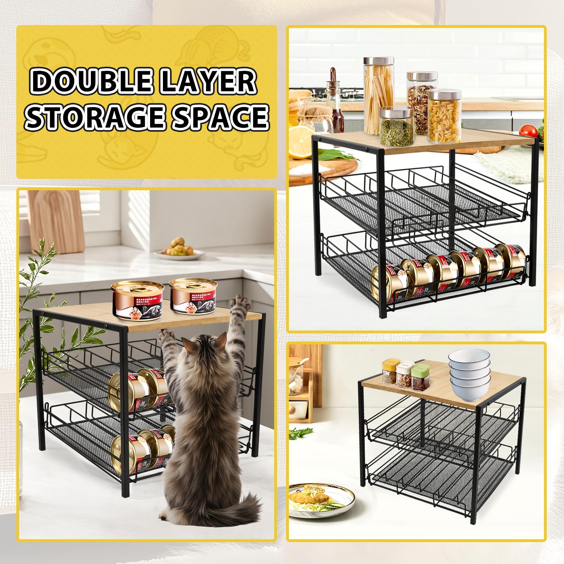 PWSOMJ Organizador de latas para gatos, deslizamiento suave entre niveles