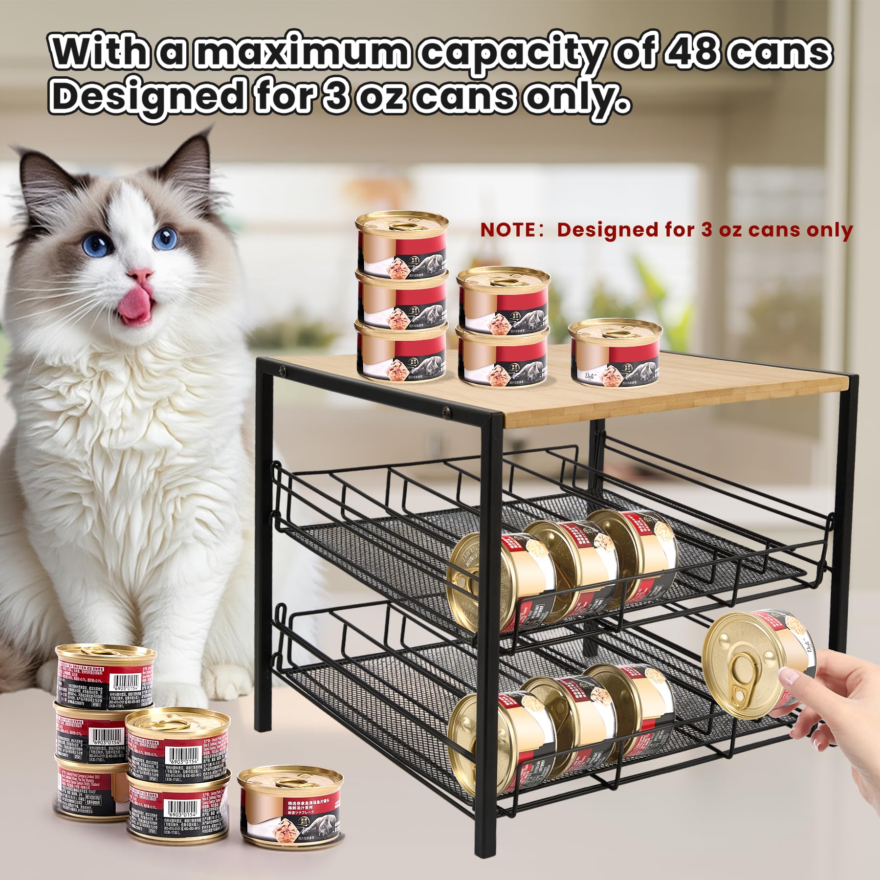 PWSOMJ Organizador de latas para gatos, montaje fácil y rápido