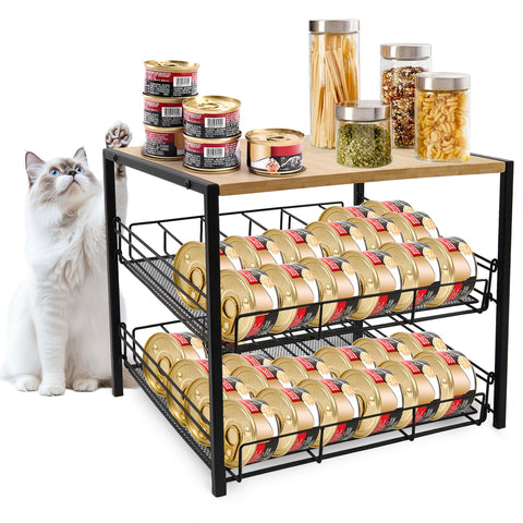 PWSOMJ Organizador de latas para gatos, vista superior con superficie extra para objetos
