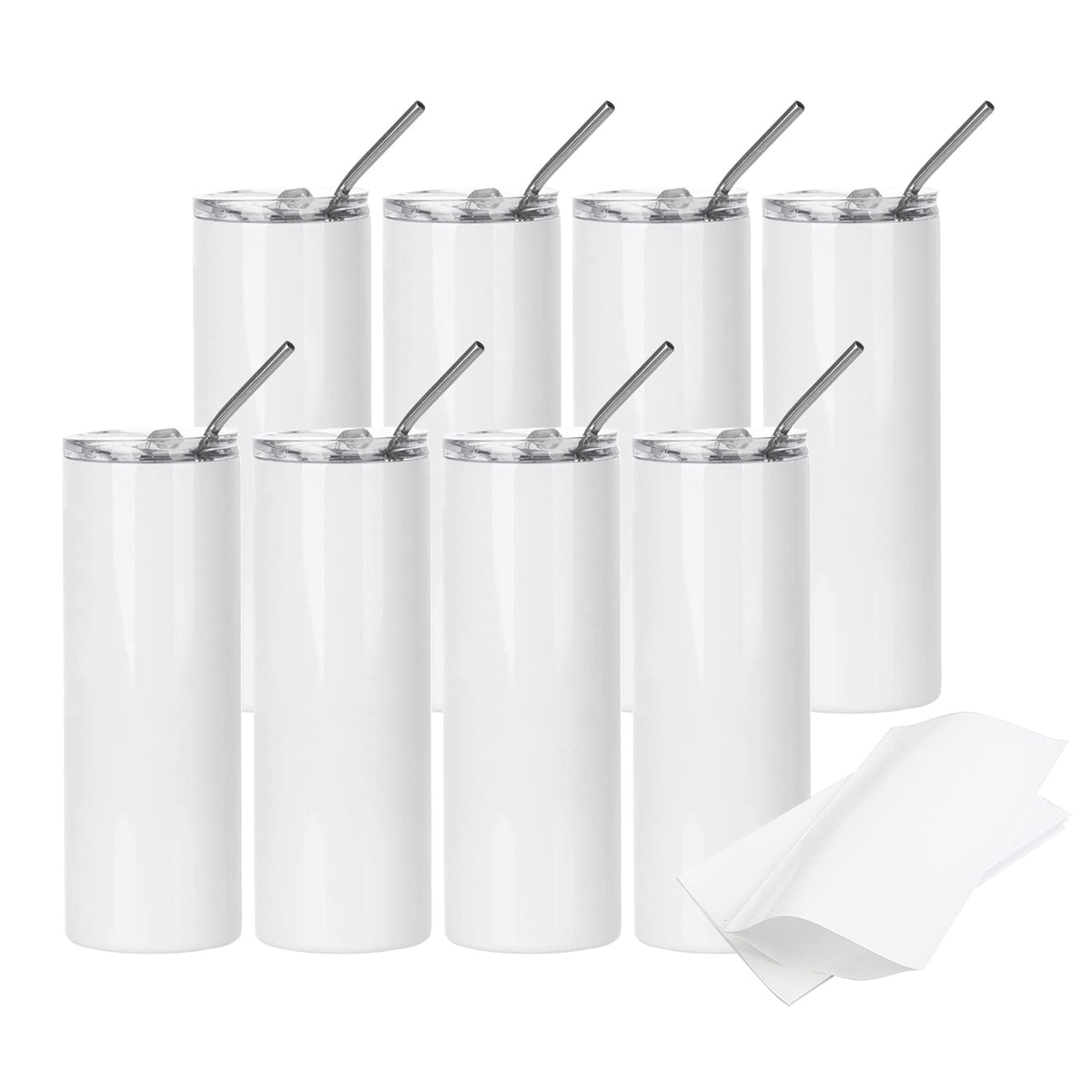 Taza PYD Life sublimación 20 oz, blanca y recta, ideal para diseños brillantes.