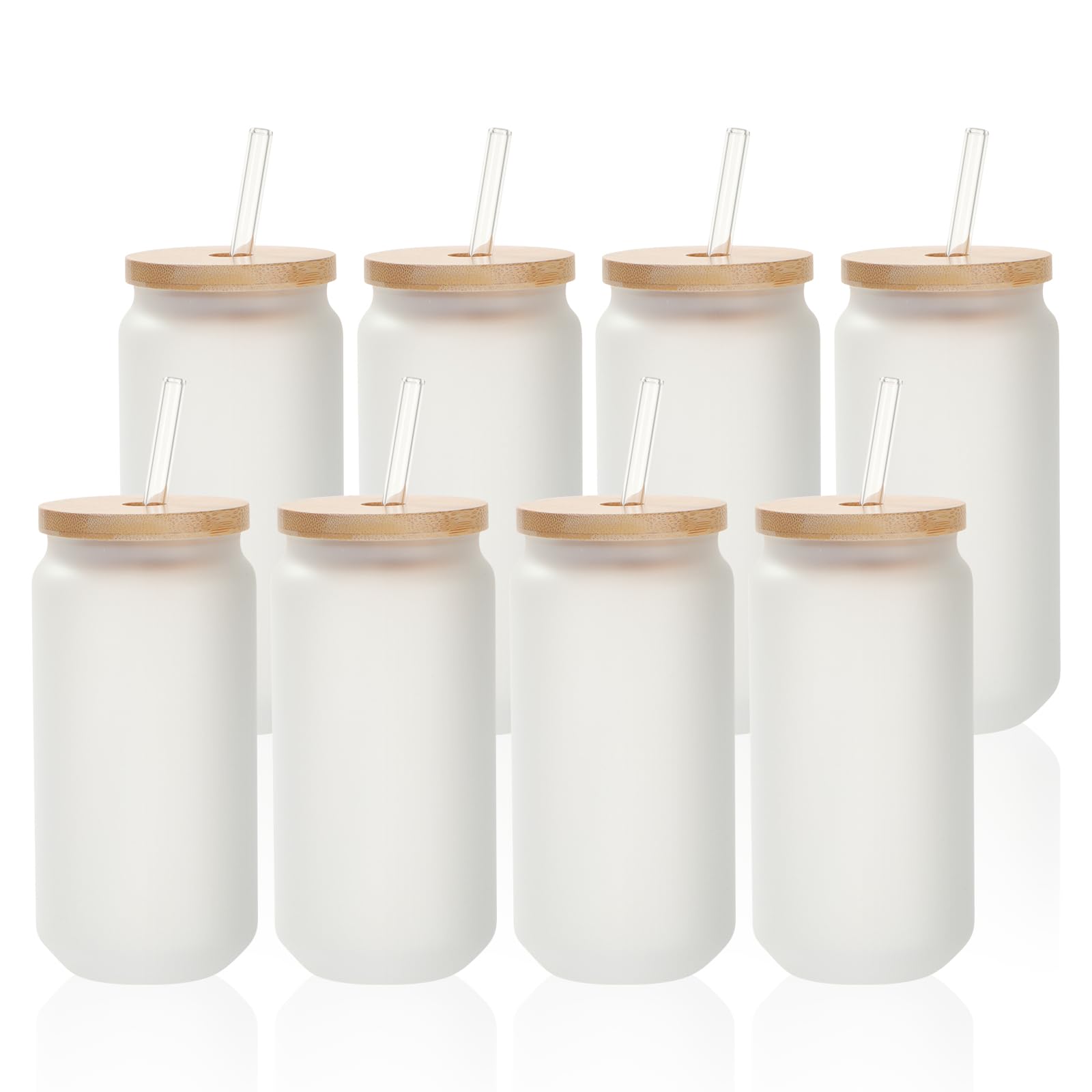 PYD Life vaso cristal esmerilado 18 onzas con tapa de bambú, ideal para bebidas frías.