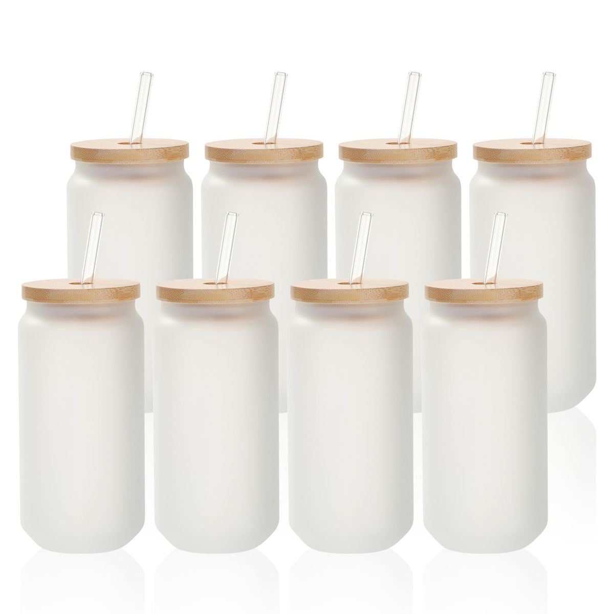 PYD Life vaso cristal esmerilado 18 onzas con tapa de bambú, ideal para bebidas frías.