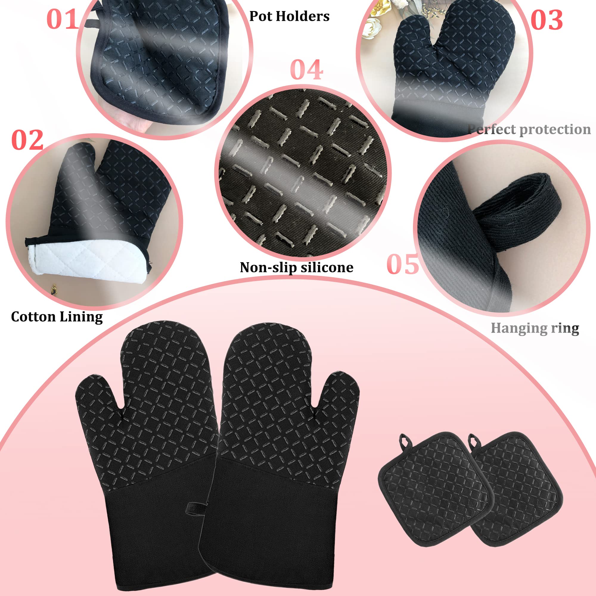 Guantes Pynqdfu de 12,5 pulgadas para manipular bandejas grandes sin quemarte.