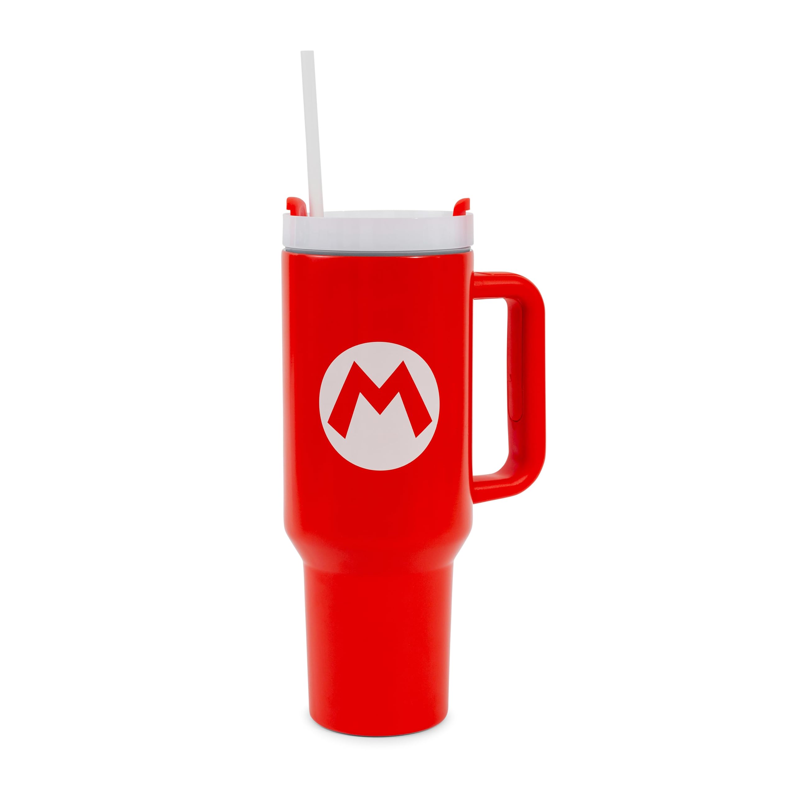Vaso viajero de Pyramid-America con icono de Mario y tapa antifugas, ideal para viaje