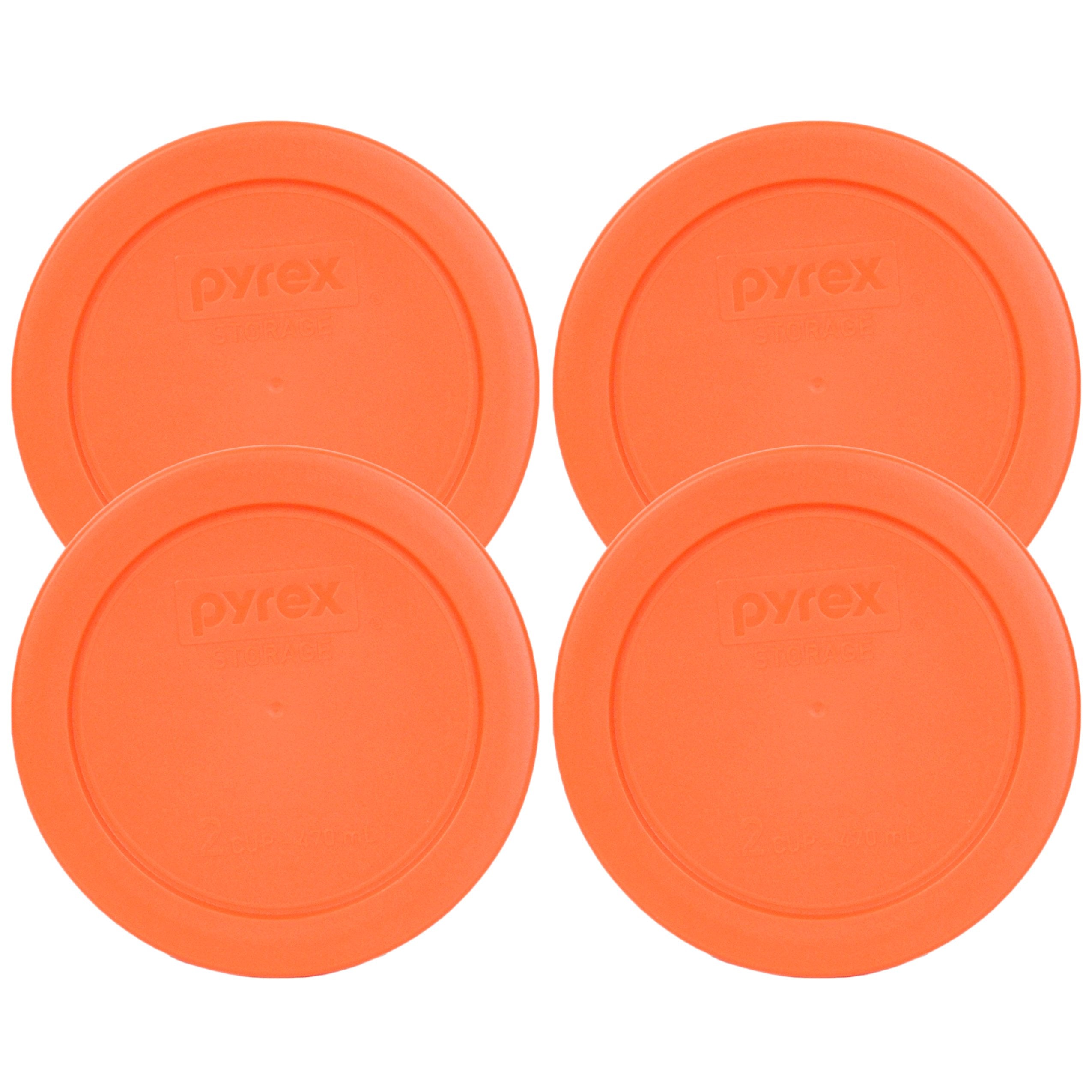 Tapa naranja Pyrex 7200-PC para tazones de 2 tazas, sellado práctico para conservar frescura.
