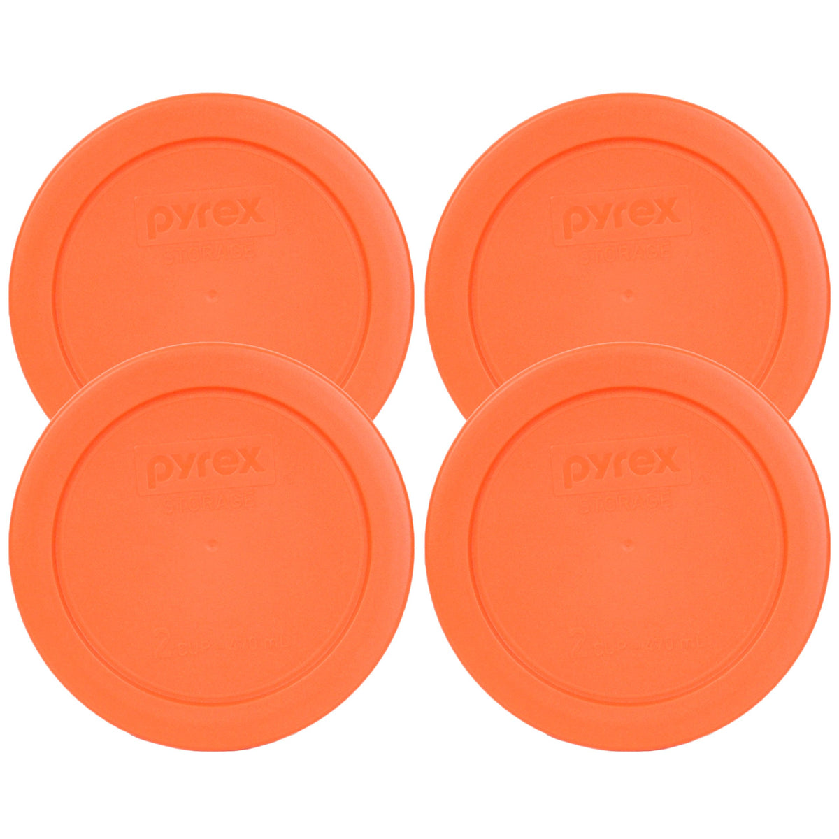Tapa naranja Pyrex 7200-PC para tazones de 2 tazas, sellado práctico para conservar frescura.