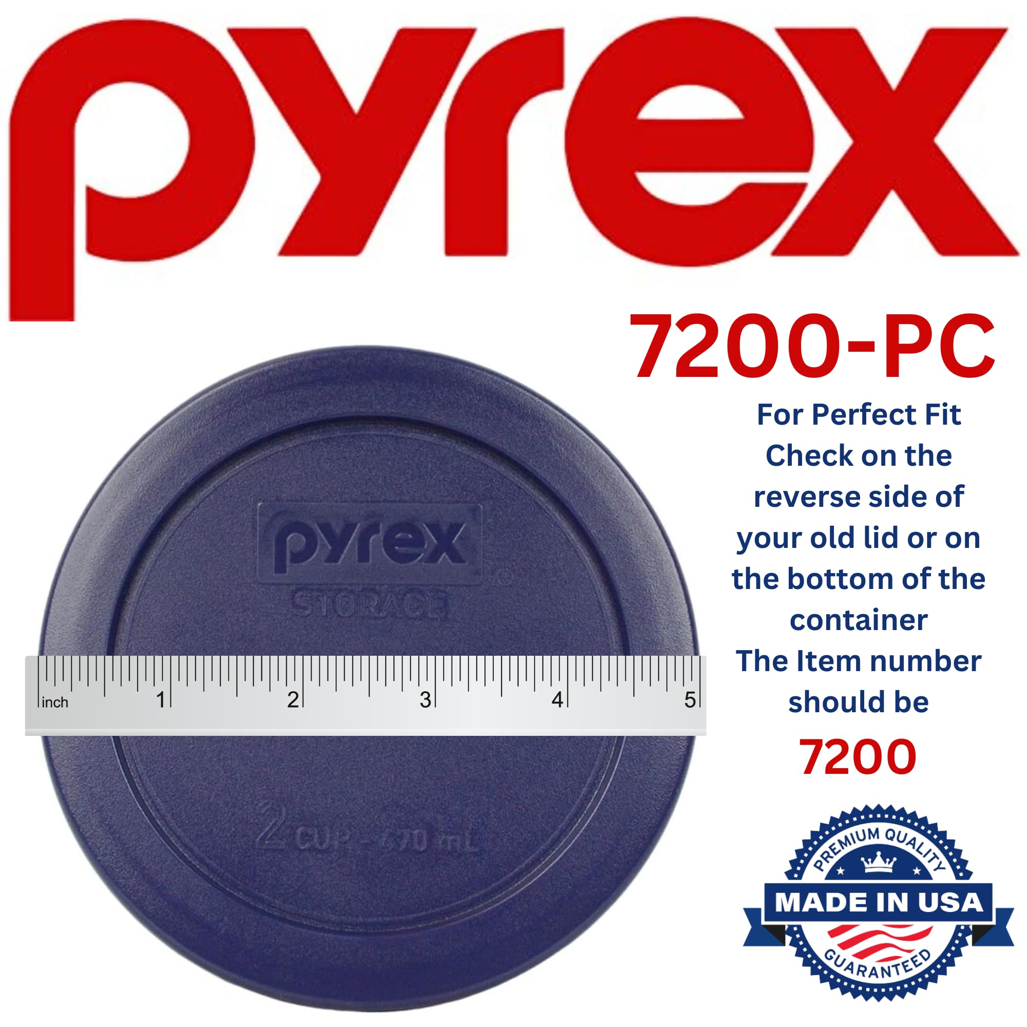Cierre de tapa Pyrex 7200-PC azul, apto para lavavajillas en rejilla superior