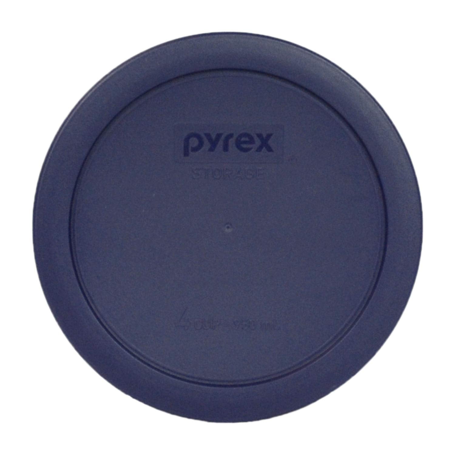 Diseño original Pyrex de tapas azules para recipientes.