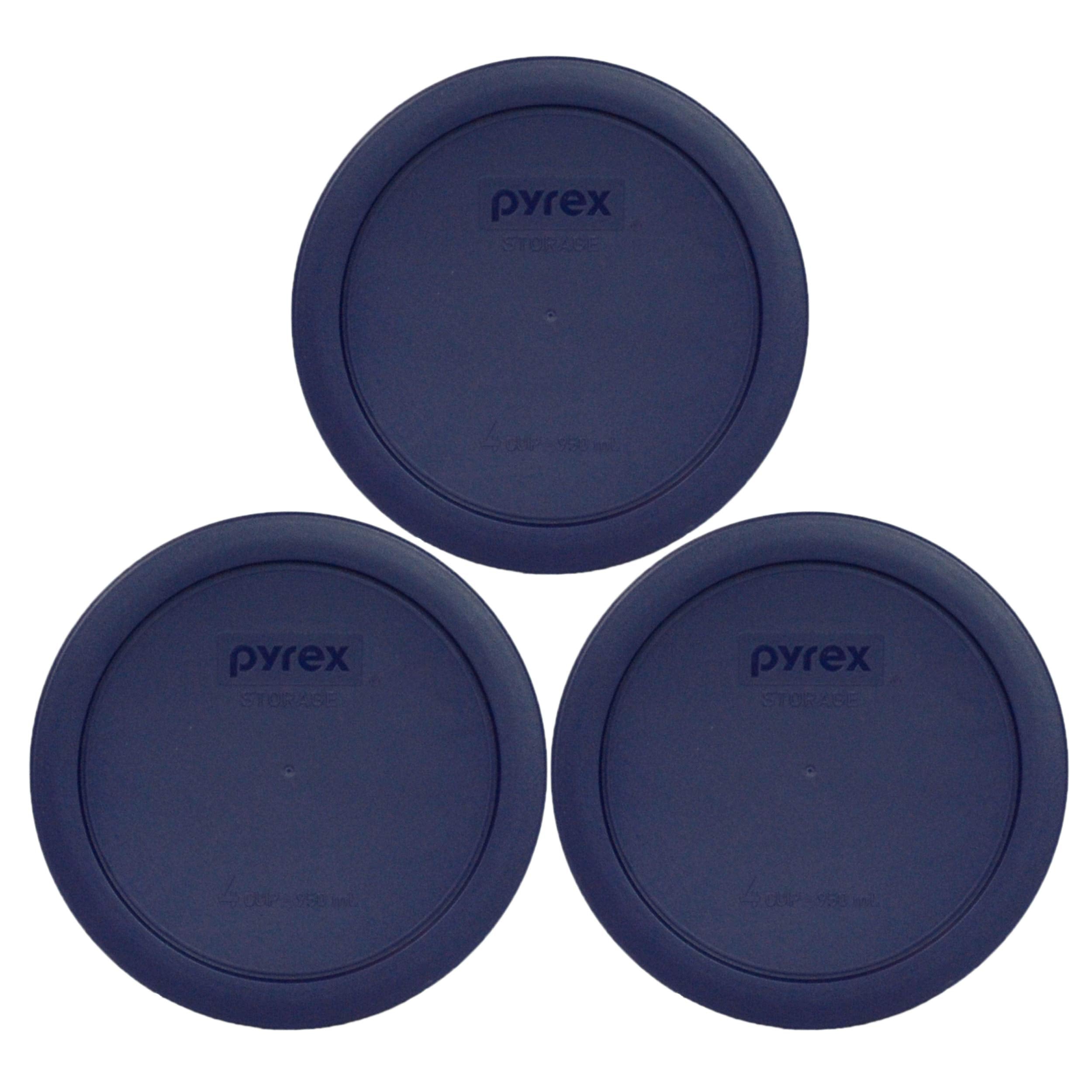 Pyrex 7201-PC tapas azules para recipientes de 4 tazas, sellan herméticamente para conservar frescura.
