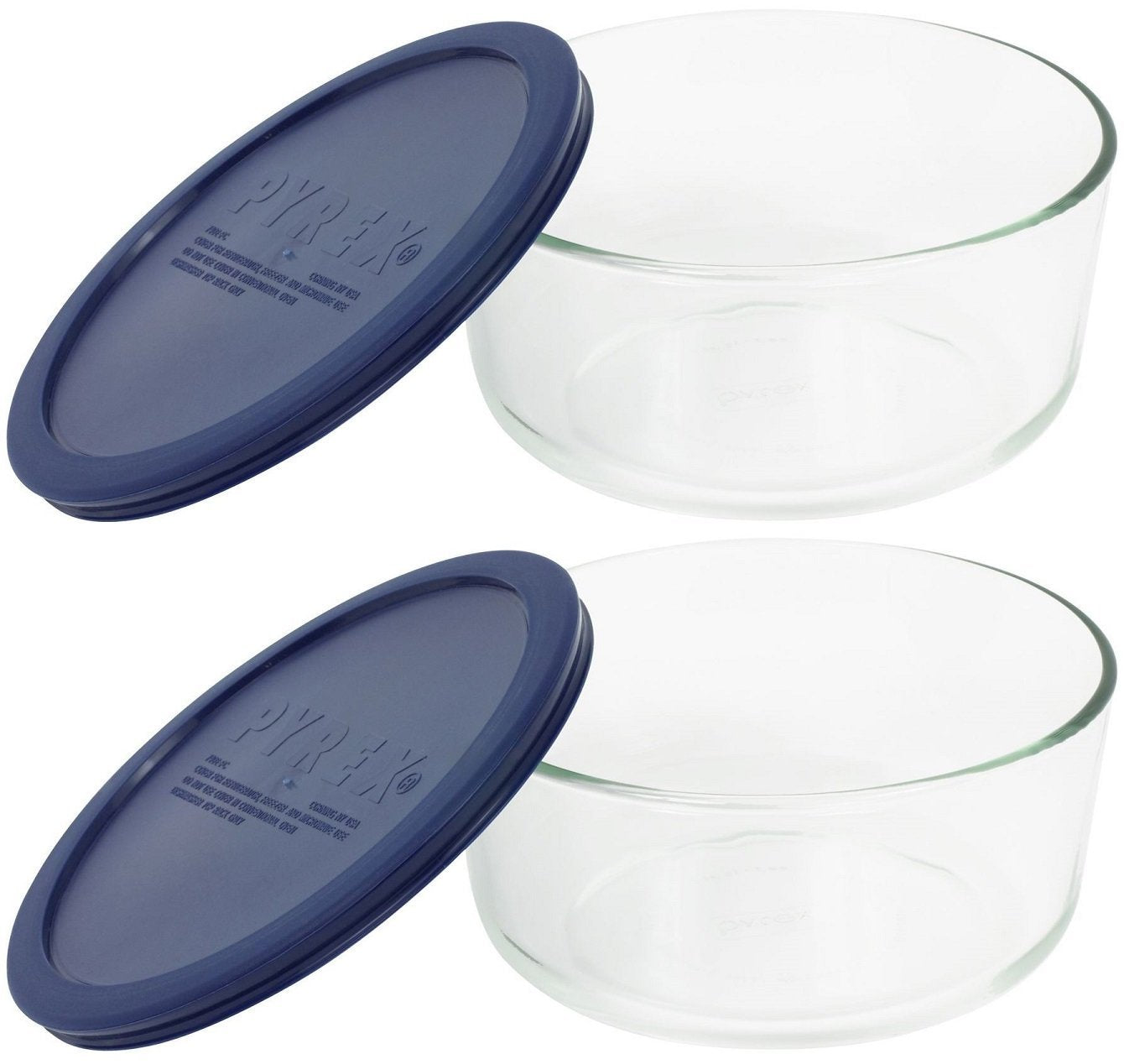 Tazones Pyrex 7201 con tapas azul oscuro para mezclar y almacenar alimentos
