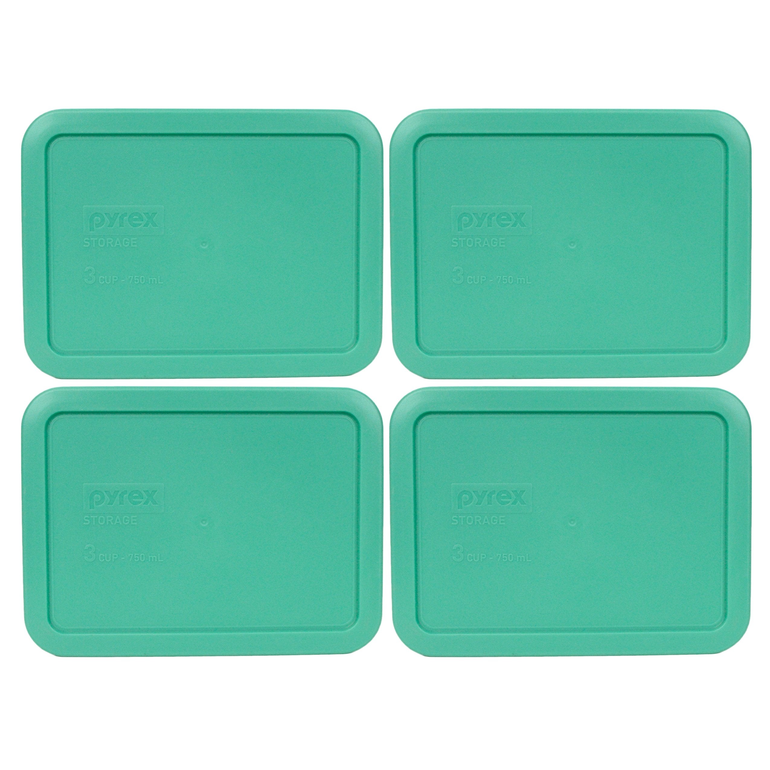 Tapadera Pyrex 7210-PC verde claro para frigorífico de tres tazas, conservación segura.