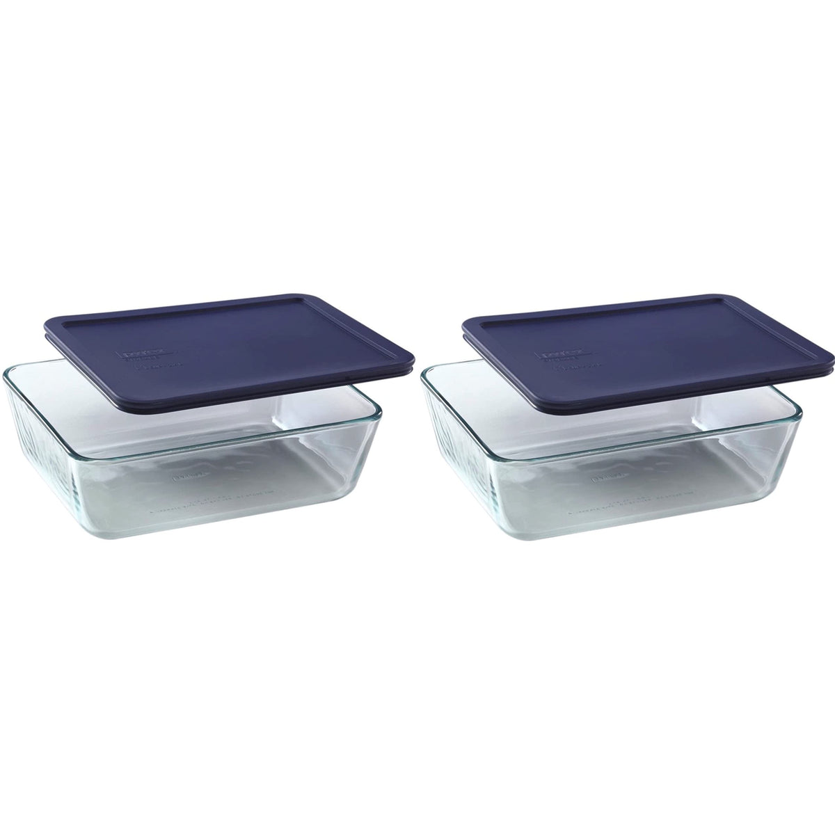 Pyrex 7212 fuente de vidrio 11 tazas con tapa azul oscuro, lista para refrigerar