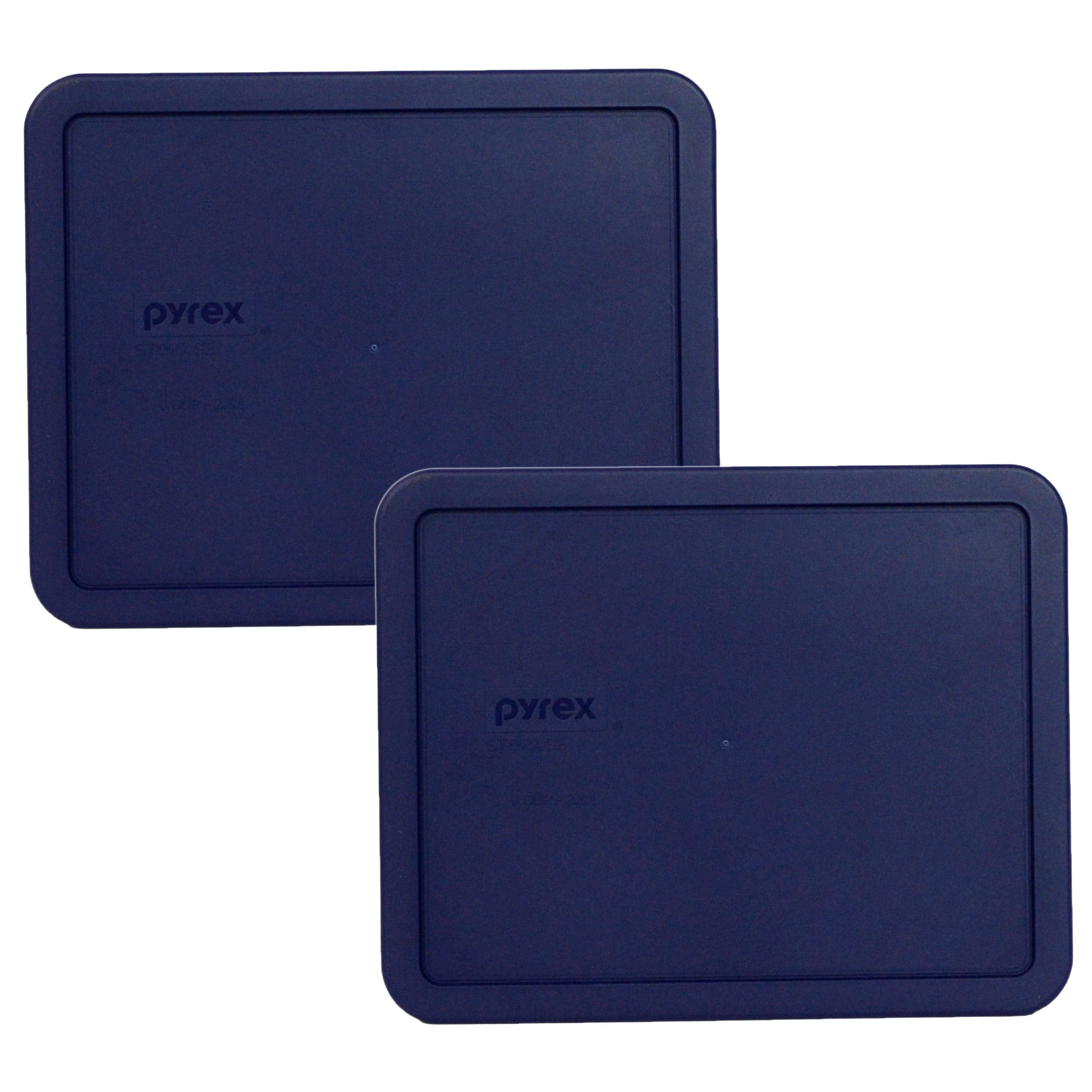 Tapas azules Pyrex 7212-PC para almacenamiento seguro.