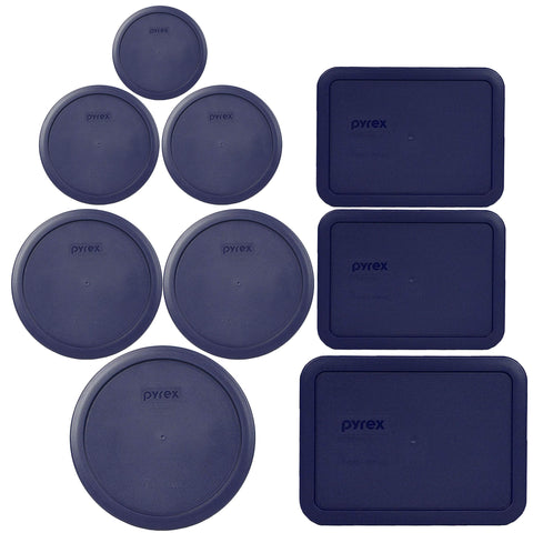 Pyrex Bundle 9 Piezas con tapas azules para almacenar y calentar con facilidad