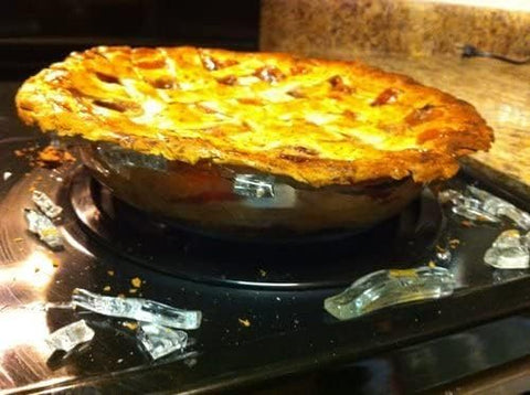 Pyrex C-209, plato tarta de vidrio, hornea, enfría y sirve con borde festoneado