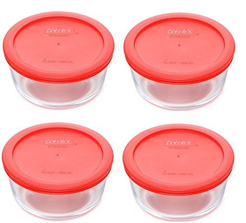 Pyrex cuencos de cristal con tapas rojas, perfectos para mezclar y almacenar alimentos