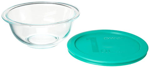 Pyrex Smart Essentials cuenco de vidrio de 1.5 cuartos con tapa, ideal para mezclar.
