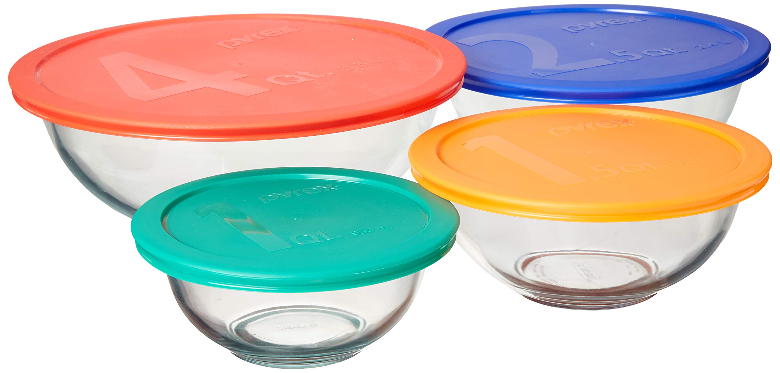 Pyrex Smart Essentials cuenco de vidrio de 4 cuartos con tapa, ideal para almacenamiento.