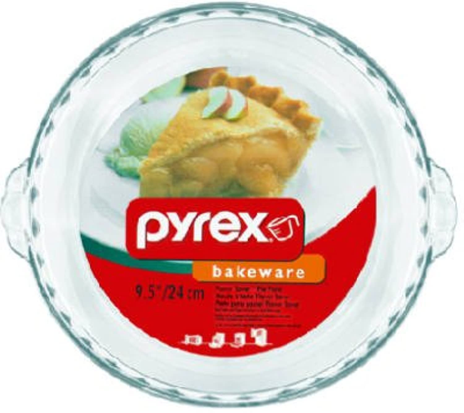Plato Pyrex para tarta de vidrio claro con borde acanalado, perfecto para hornear, enfriar y servir porciones.