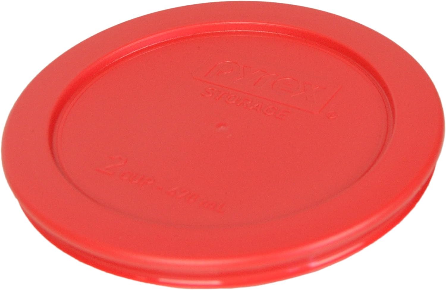 Tapa Pyrex 7200-PC roja para 2 tazas, apta para lavavajillas en la rejilla superior.