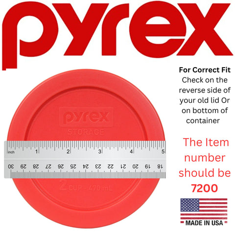 Tapa Pyrex 7200-PC roja para 2 tazas, segura para microondas y congelador.