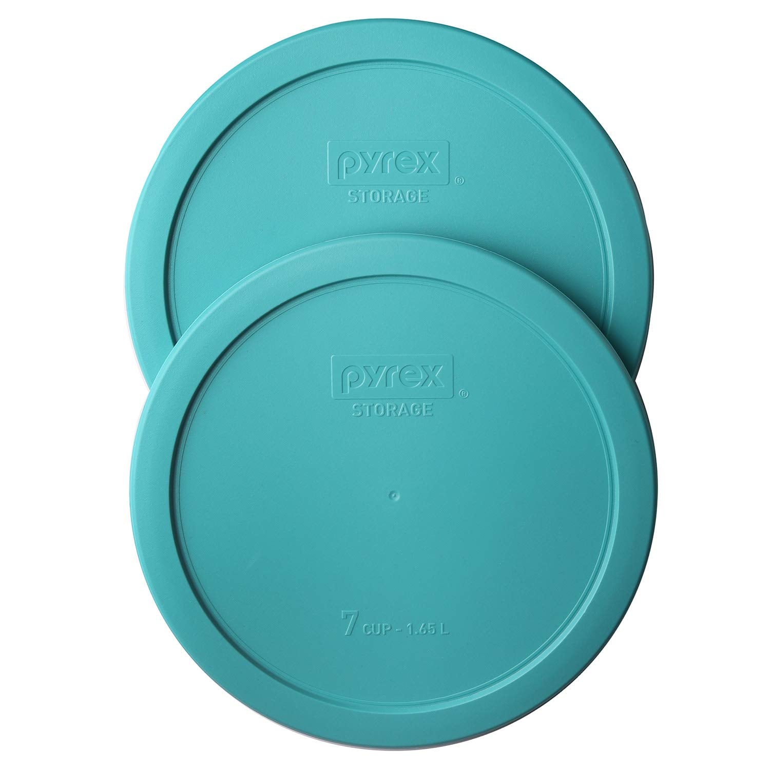 Tapas Pyrex turquesa para 6-7 tazas, paquete de 2, almacenamiento seguro