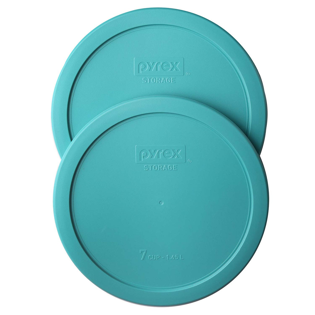 Tapas Pyrex turquesa para 6-7 tazas, paquete de 2, almacenamiento seguro