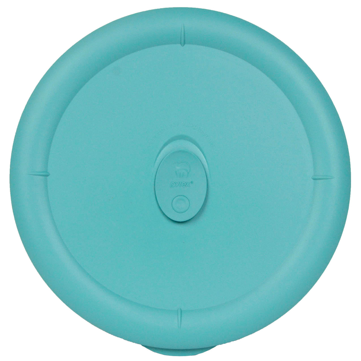 Tapa ventilada Pyrex turquesa para recipientes de 3 cuartos, facilita almacenamiento sin retener olores.