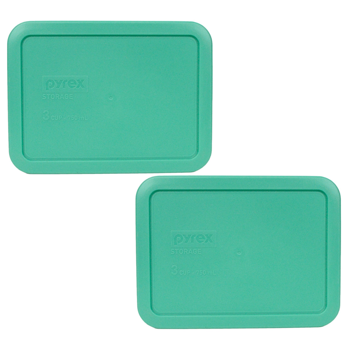 Tapas plásticas Pyrex verde claro para tazas de 3, ideales para refrigerar y calentar.